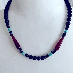 Jay King sterling silver 18 inch black agate and multi gem beaded necklace